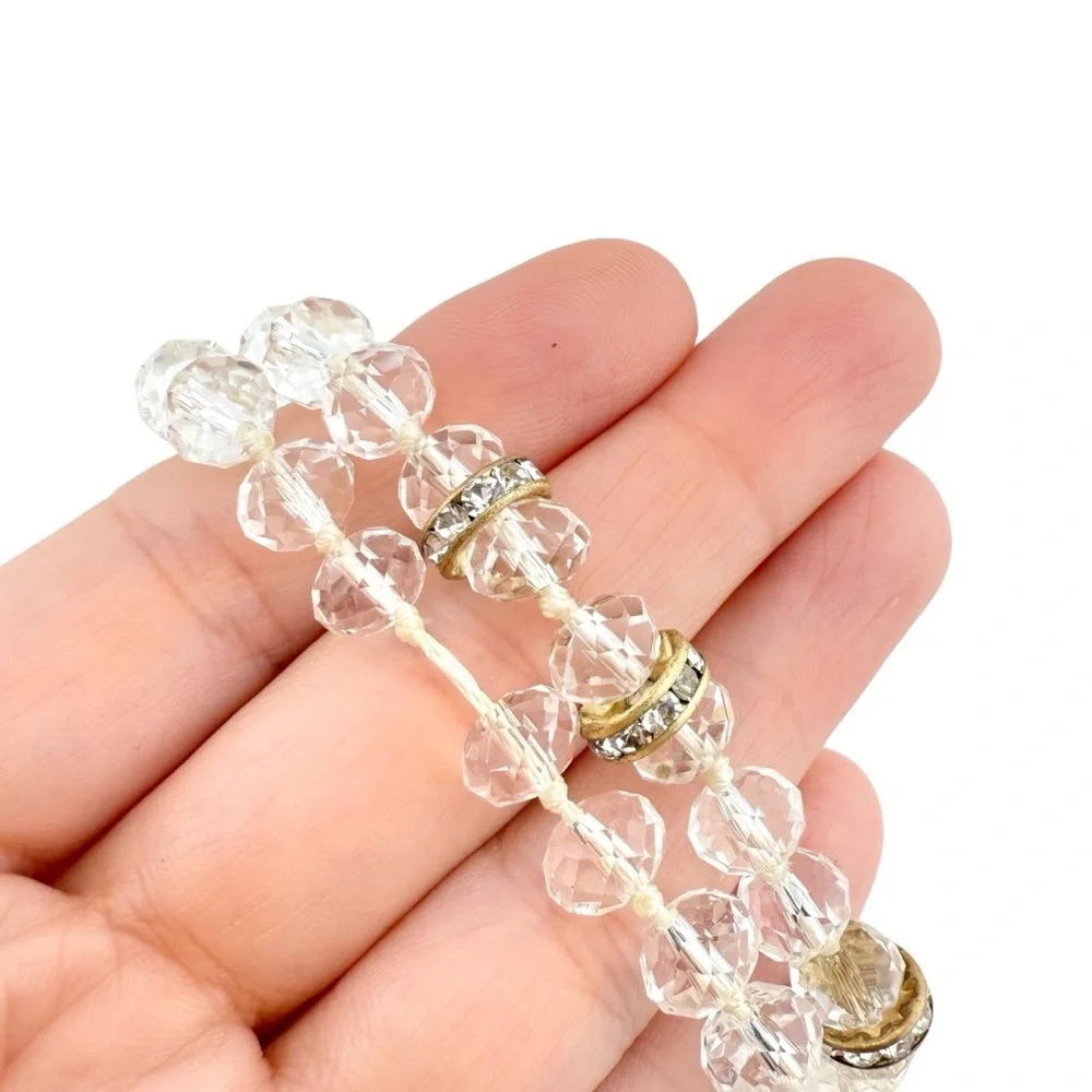 J. Crew Clear and Gold Beaded Necklace